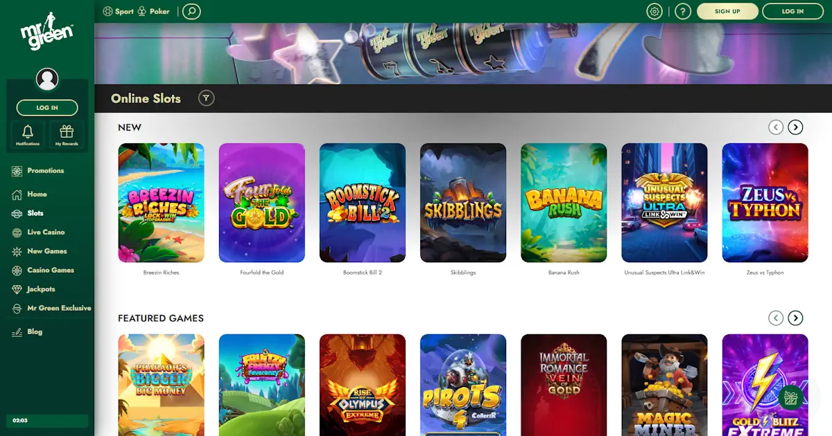 Mr. Green Slots Screenshot